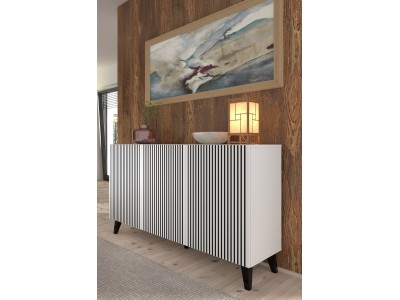 Скрин за дневна RAVENNA MDF 150 3D (бяло мат/бяло черно)